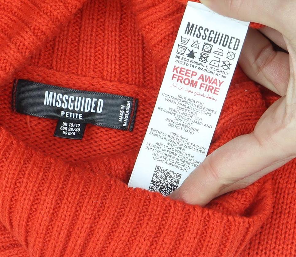 Missguided Women’s Red Roll Neck Petite Jumper Size 10