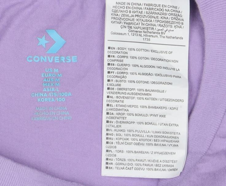 Converse Men’s Purple Graphic Logo Cotton T-Shirt Size M