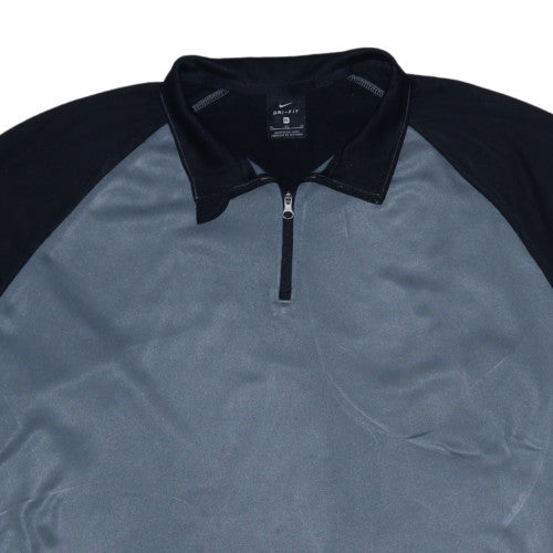 Nike Men's Grey Black Dri-Fit 1/4 Zip Long Sleeve Sweatshirt XL