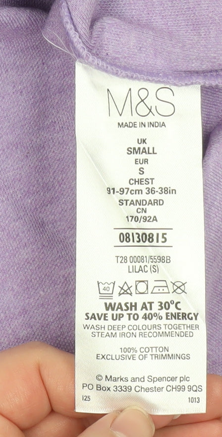 Marks and Spencer Men's Lilac Cotton Short Sleeve Polo Shirt Small