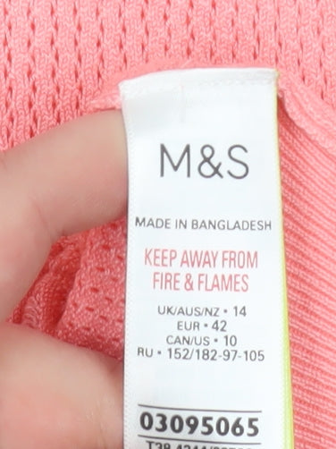 Marks and Spencer Womens Pink Knit Short Sleeve T-Shirt Size 14