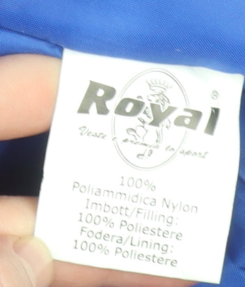 Royal Men's Blue and Yellow Lined Waterproof Parka Jacket Size S
