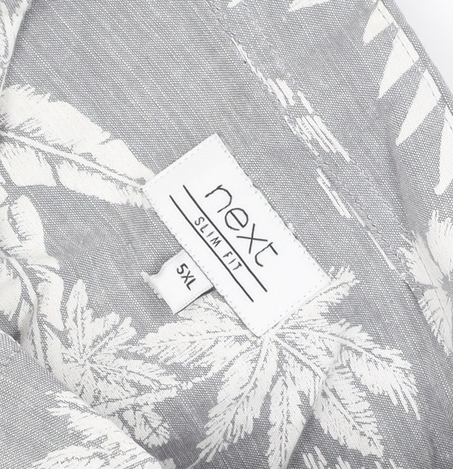 Next Men's Grey Hawaiian Floral Slim Fit 5XL Short Sleeve Shirt