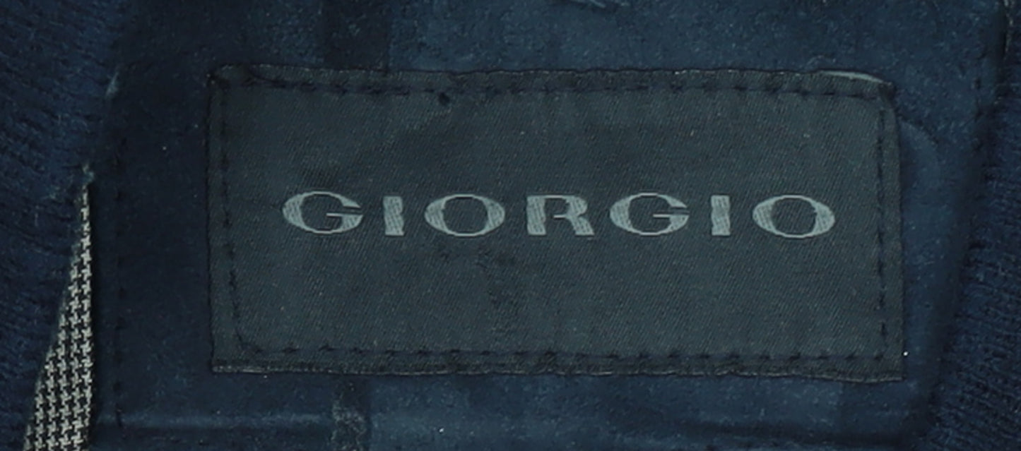 Giorgio Men's Blue Leather Bomber Jacket Size 44 Zip Up
