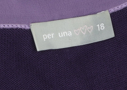 Marks and Spencer Womens Purple 3/4 Sleeve Lace Trim Cardigan Size 18