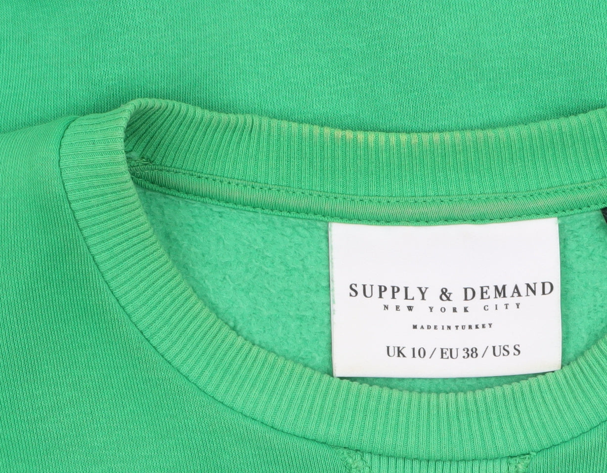 Supply & Demand Womens Green Los Angeles Crew Neck Sweatshirt UK 10