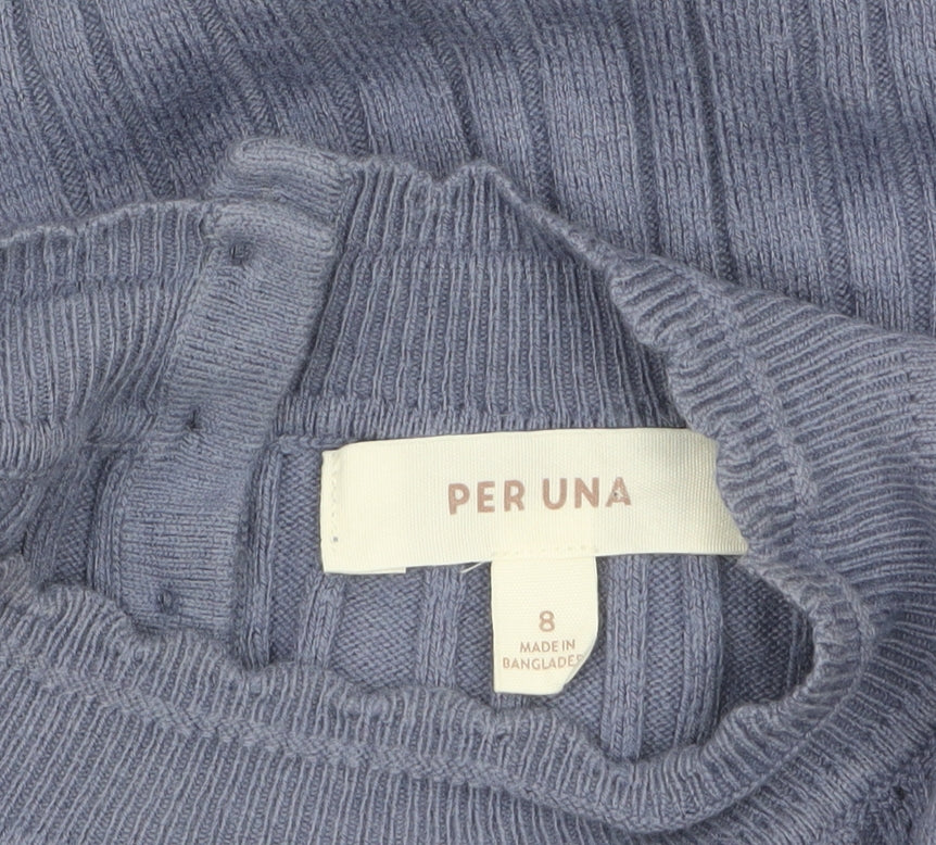 Marks and Spencer Per Una Women’s Purple Cable-Knit Mock Neck Jumper Size 8