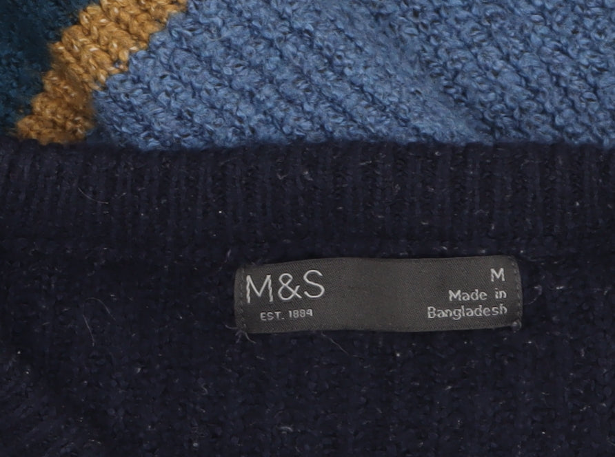 Marks and Spencer Mens Multicoloured Striped Knit Pullover Jumper M