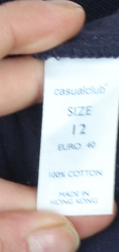 Casualclub Women Blue Size 12 Full Zip Cotton Jumper
