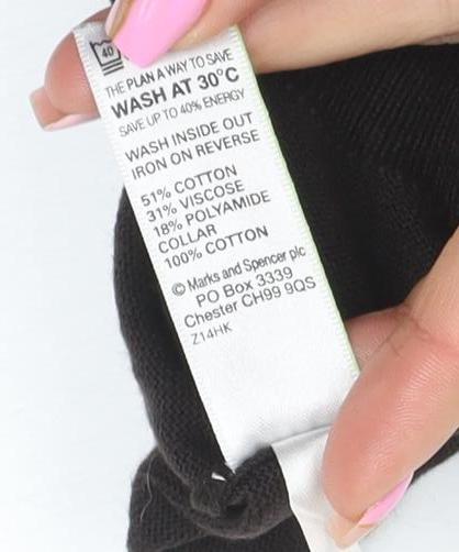 Marks and Spencer Men's Brown V-Neck Long Sleeve Polo Jumper Medium