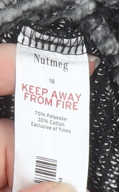 Nutmeg Womens Grey Knit Mid-Length Coatigan Size 18 Open Front