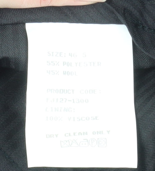 James Barry Mens Black 46 Regular Pleated Wool Blend Dress Trousers