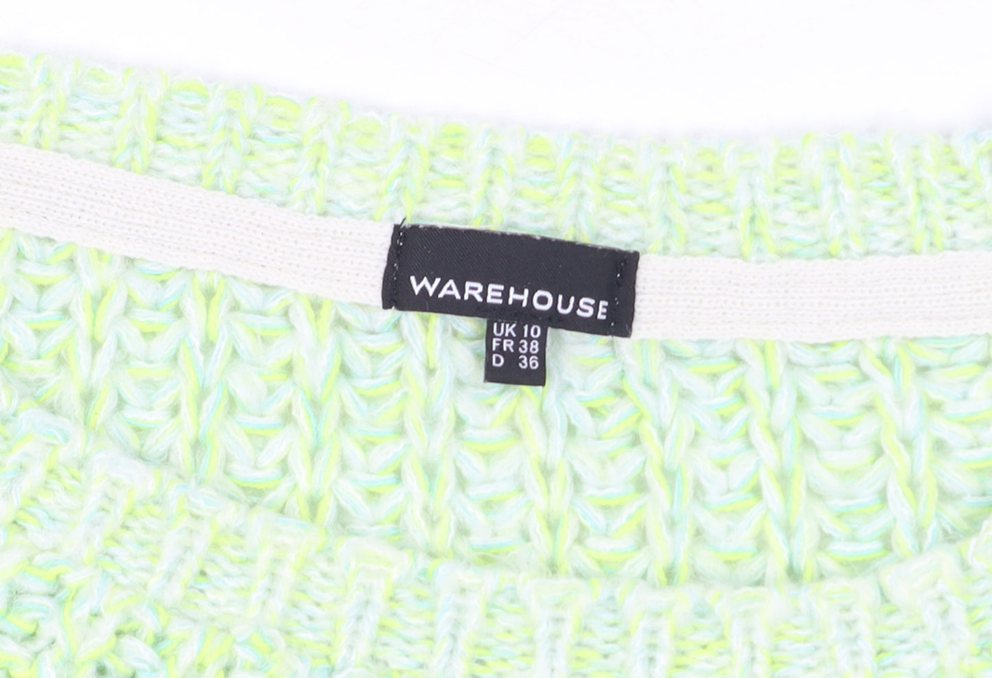 Warehouse Women’s Green Chunky-Knit Crew Neck Jumper Size 10