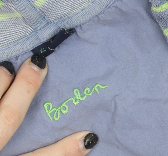 Boden Women Blue Green Striped Pullover Hoodie XL Cotton Blend