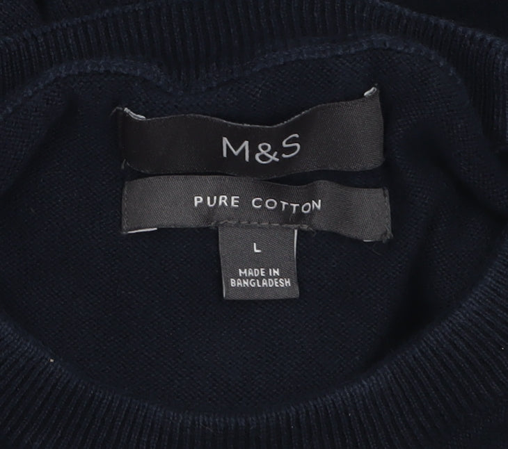 Marks and Spencer Mens Blue Pure Cotton Crew Neck Jumper L