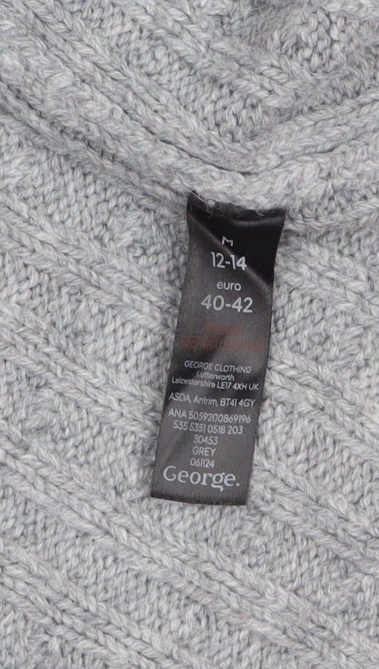 George Women Grey Cable-Knit Button Cardigan Size 12-14