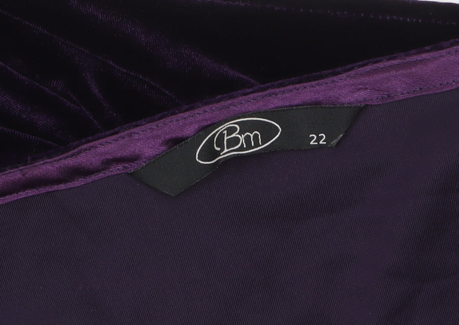 Bm Women’s Purple Velvet Wrap Blouse Size 22 Flutter Sleeve