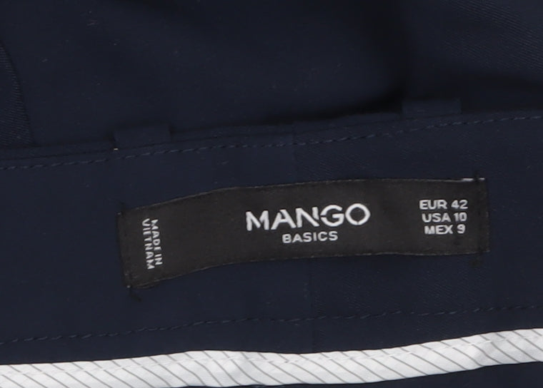 Mango Womens Blue Slim Fit Cropped Tapered Trousers Size 14