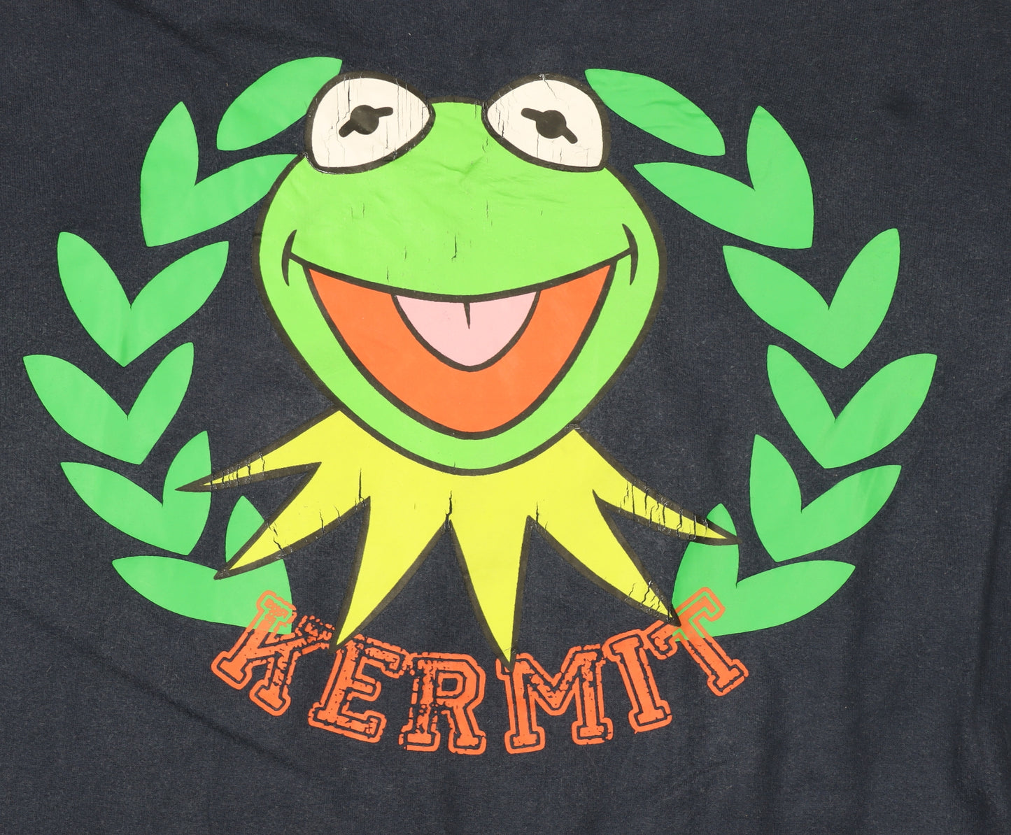 Disney Women's Navy Kermit Hoodie L 100% Cotton Pullover