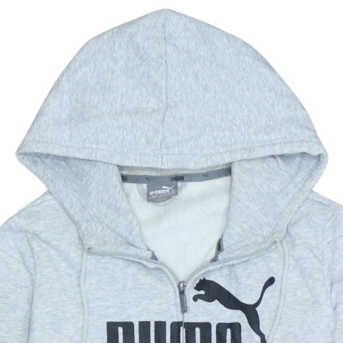 Puma Women Grey Full Zip Hoodie Size 12 Hooded Sweatshirt
