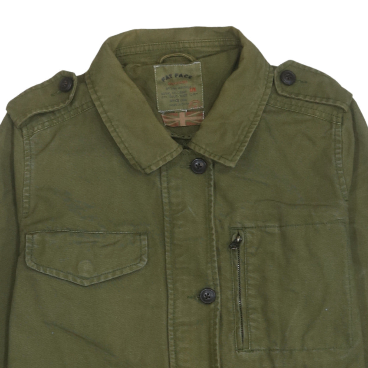 Fat Face Women’s Green Military Jacket Size 12 Cotton Twill Casual