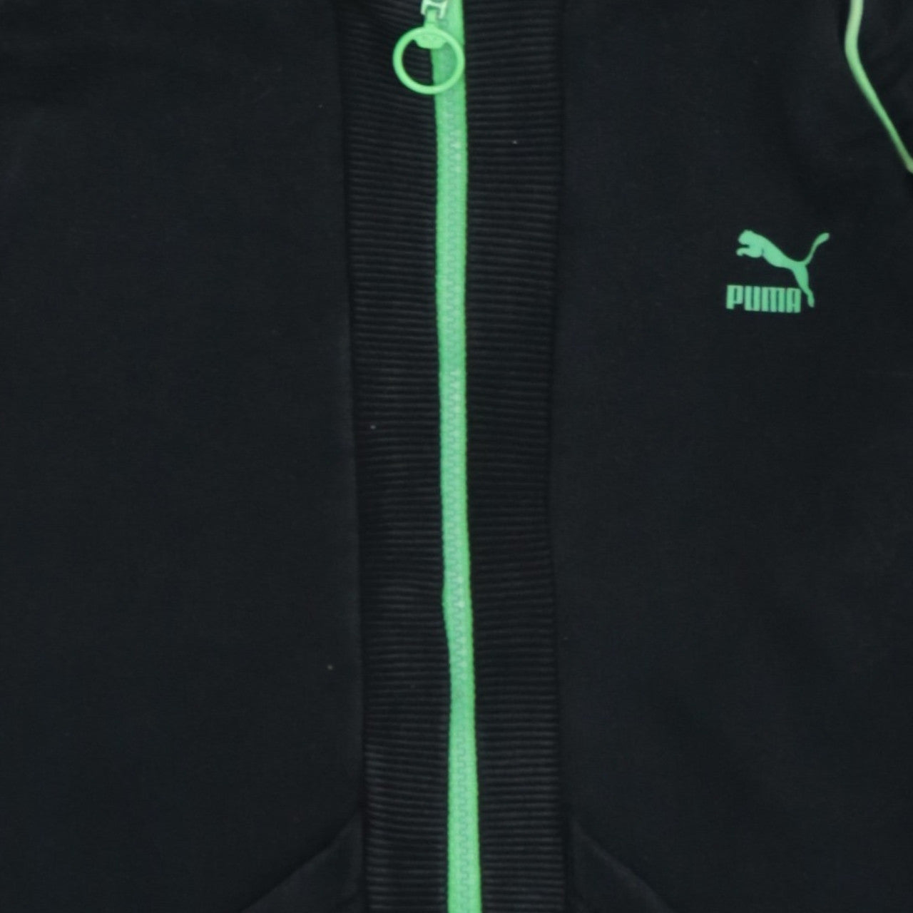 Puma Women's Black Full Zip Hoodie Size 14 with Green Trim