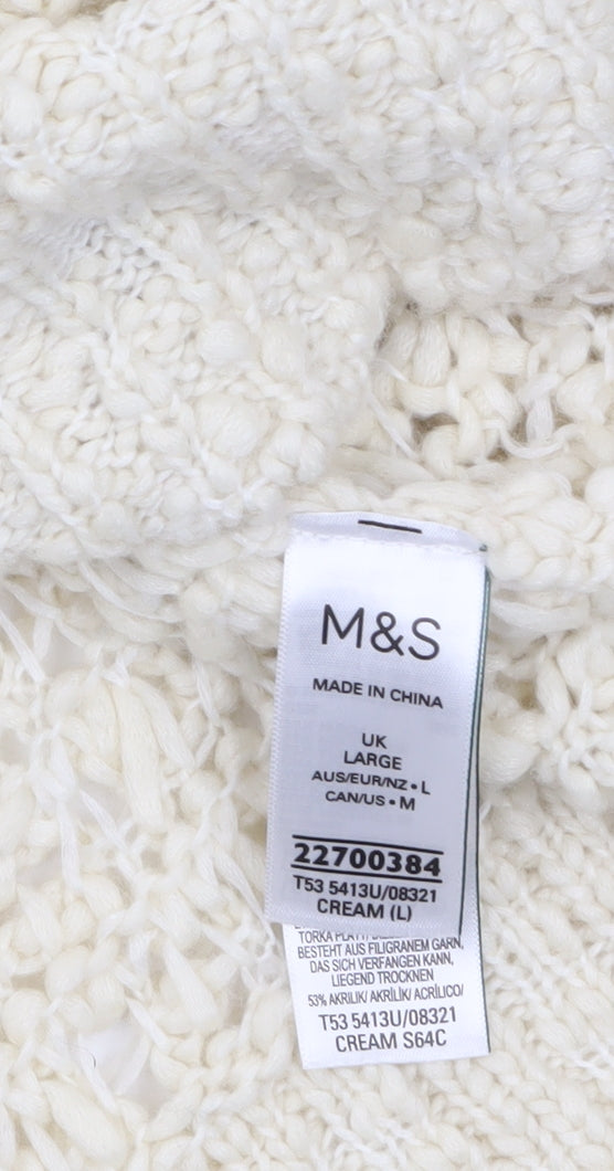 Marks and Spencer Women’s Ivory Roll Neck Chunky Knit Jumper L