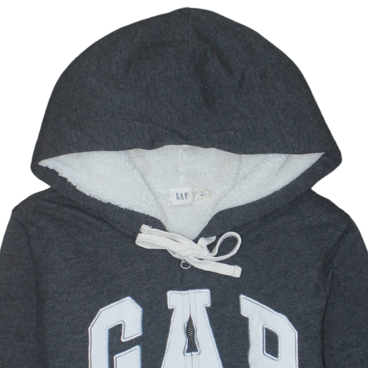 GAP Men’s Grey Full Zip Logo Hoodie XS Sherpa Lined Sweatshirt