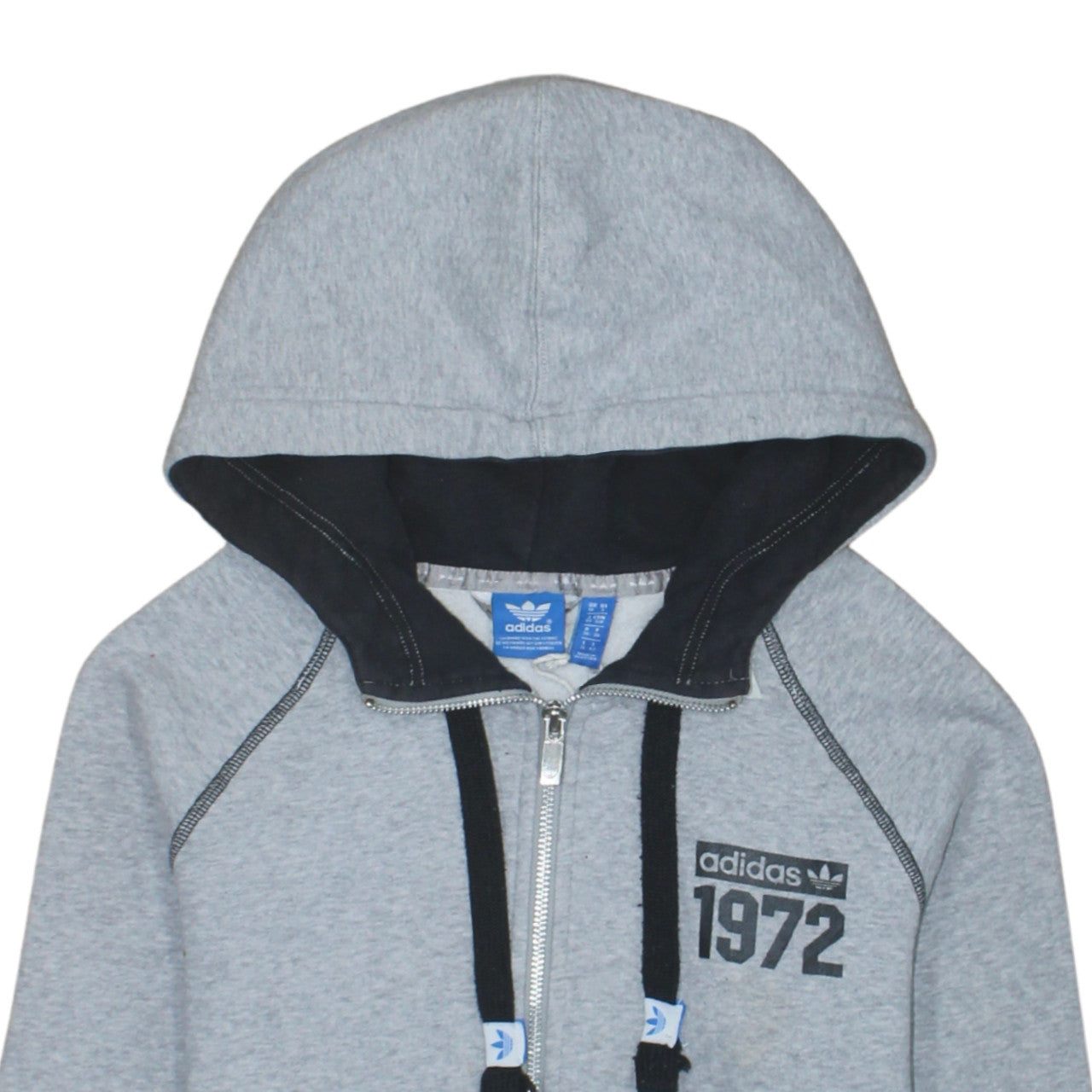 Adidas Women Grey Full Zip Hoodie Size 8 Classic Logo 1972 Design