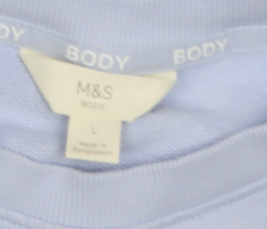 Marks and Spencer Women Blue Relax & Unwind Cotton Crew Neck Sweatshirt Size L