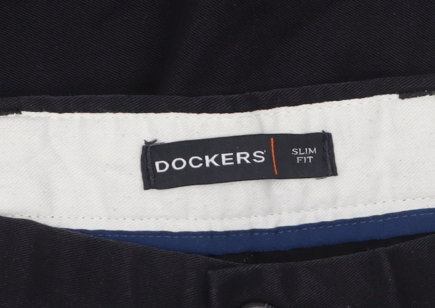 Dockers Men's Black Slim Fit Chino Trousers 33x32