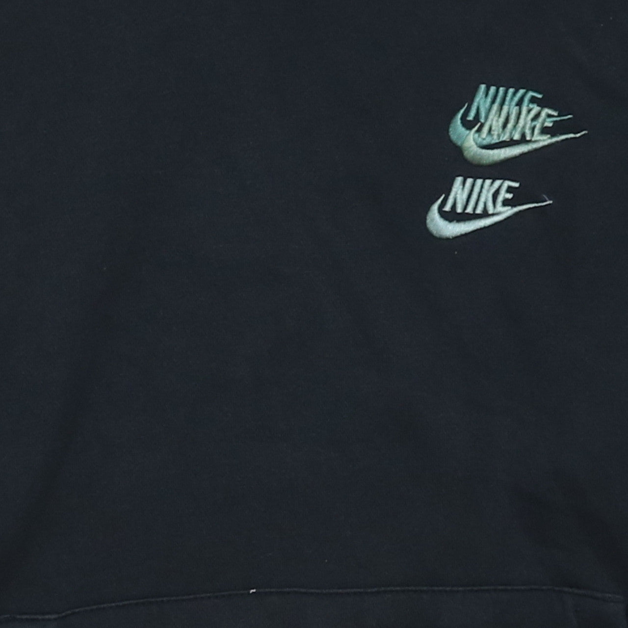 Nike Mens Black Small Pullover Hoodie with Green Embroidered Logo
