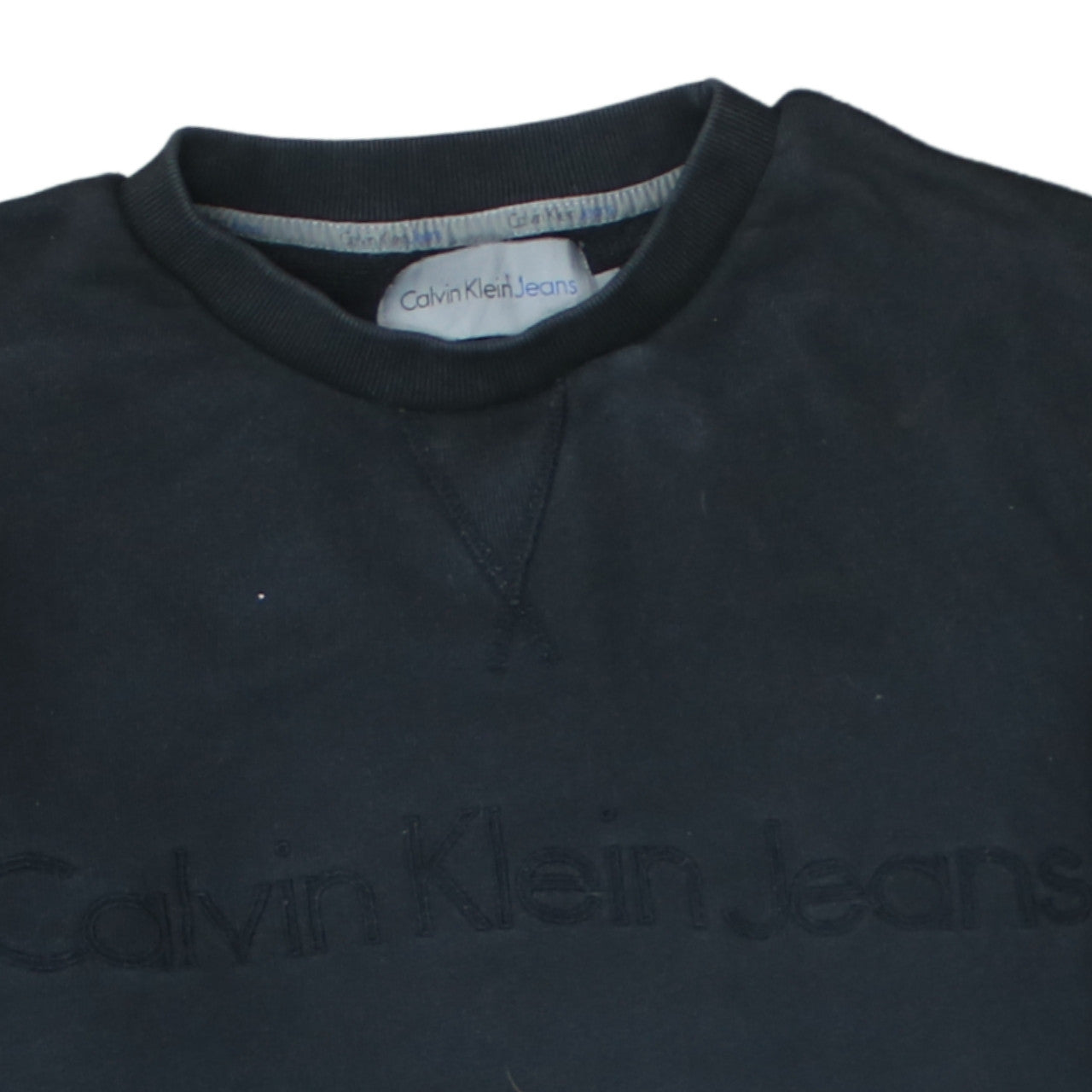 Calvin Klein Jeans Men Black Large Crew Neck Cotton Sweatshirt