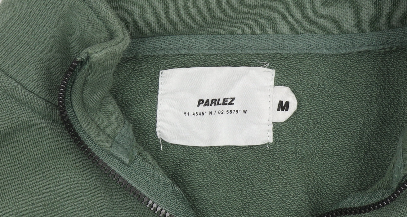 Parlez Men's Green 1/4 Zip Sweatshirt M High Neck Nautical Logo