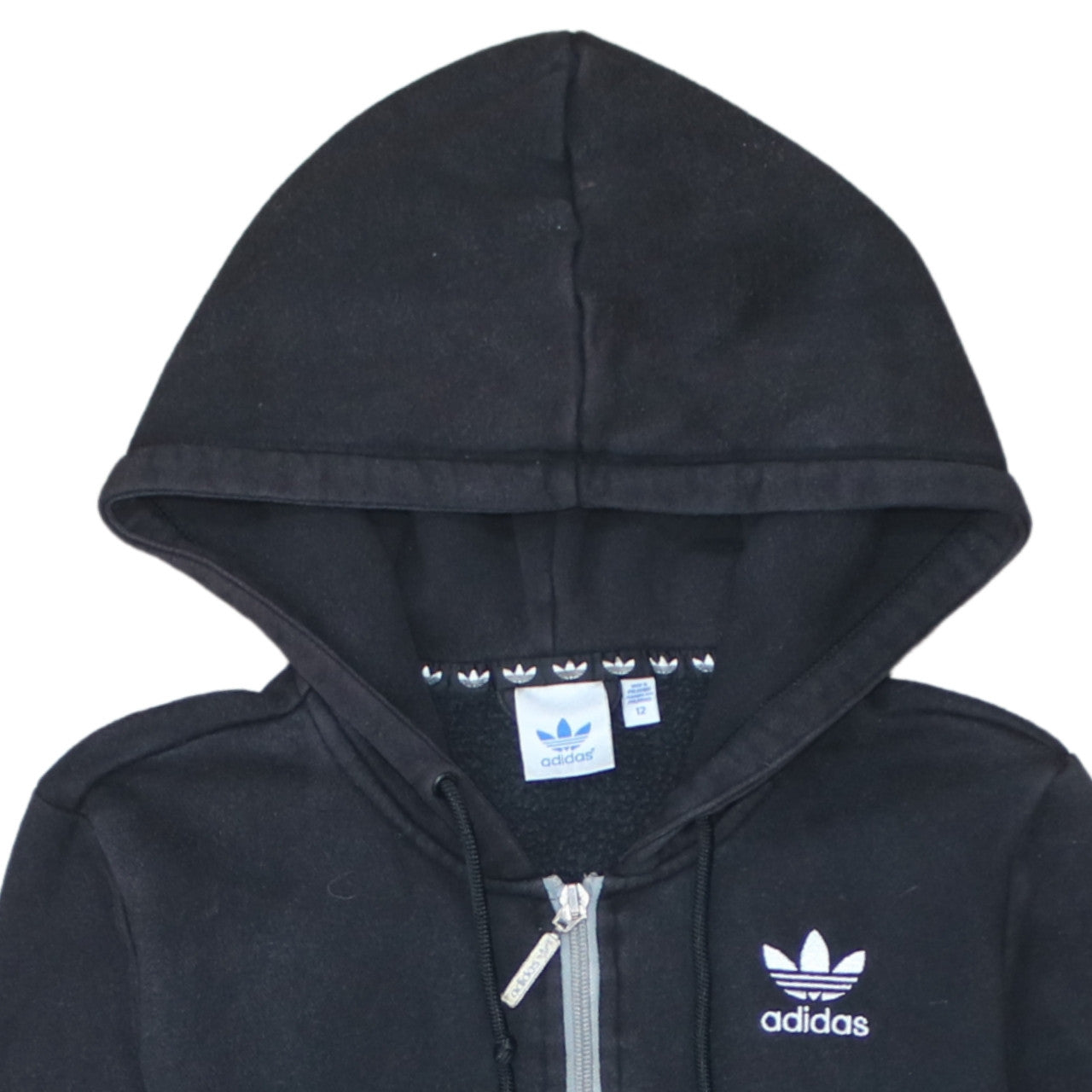 Adidas Unisex Black Grey Full Zip Hoodie Size M Sports Fleece