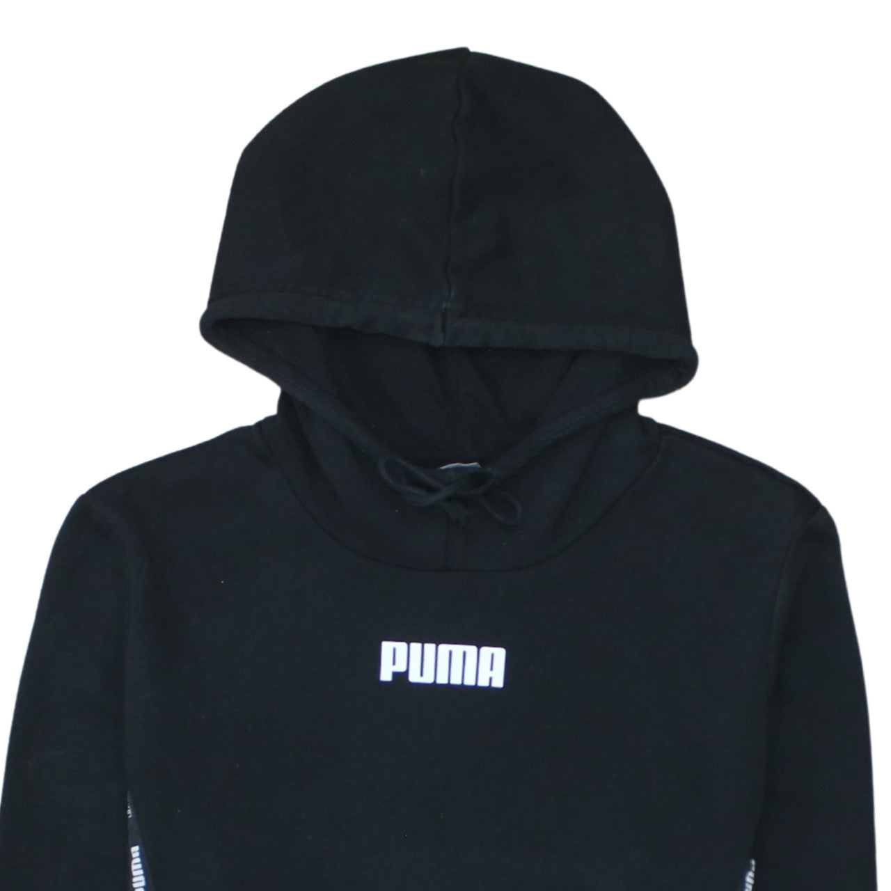 Puma Womens Black Pullover Hoodie L Logo Tape Detail