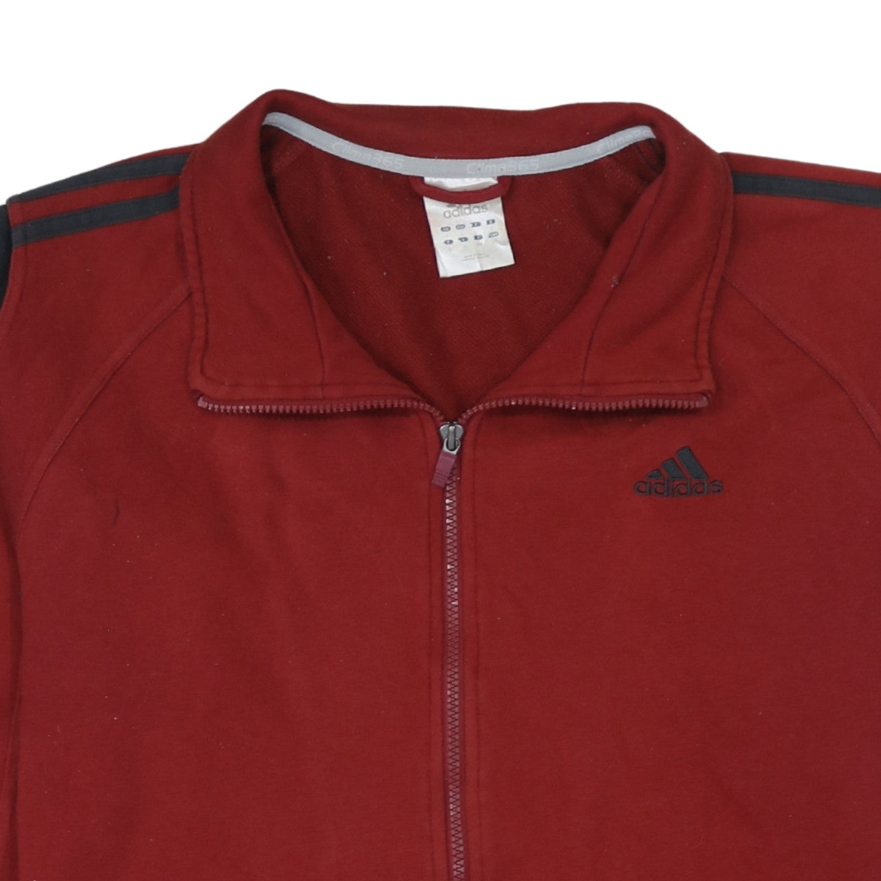 Adidas Men Red Full Zip Fleece Sweatshirt Jacket Size L