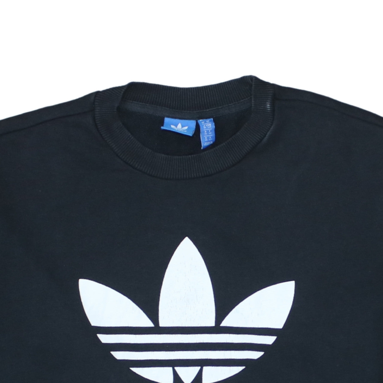 Adidas Women Black Crew Neck Pullover Sweatshirt Size 10 Logo Print