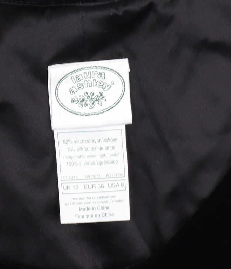 Laura Ashley Women’s Black Velvet Sleeveless Shift Dress UK 12