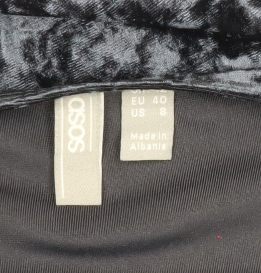 ASOS Women’s Grey Velvet Bodycon Dress Size 12 Long Sleeve Party