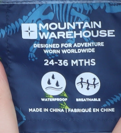 Mountain Warehouse Boys Blue Dinosaur Waterproof Rain Suit 2-3 Years