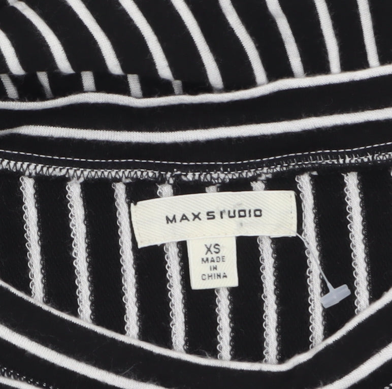 Max Studio Women Black Striped Shift Dress XS Classic Jersey