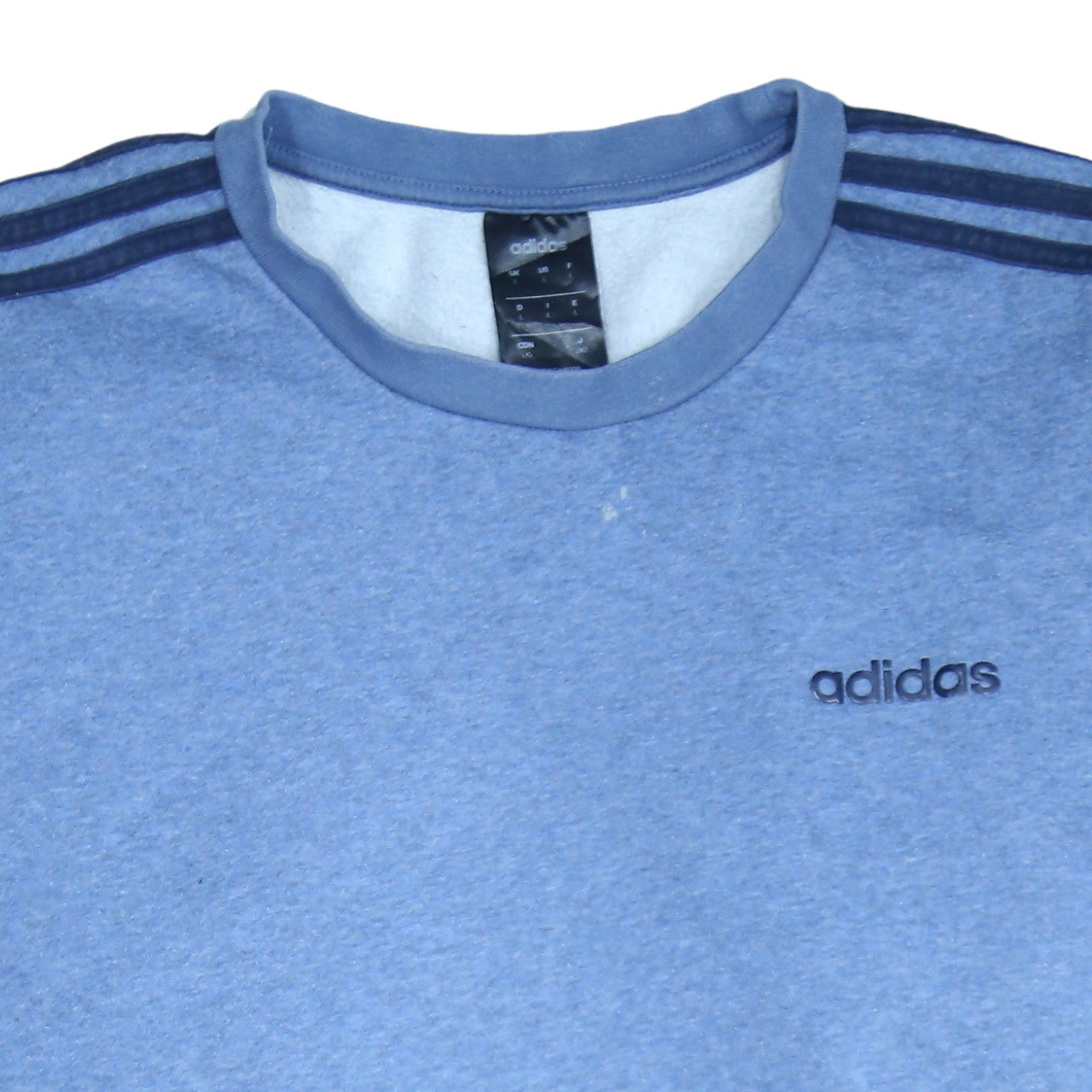Adidas Men Blue Crew Neck Pullover Sweatshirt L Regular Fit