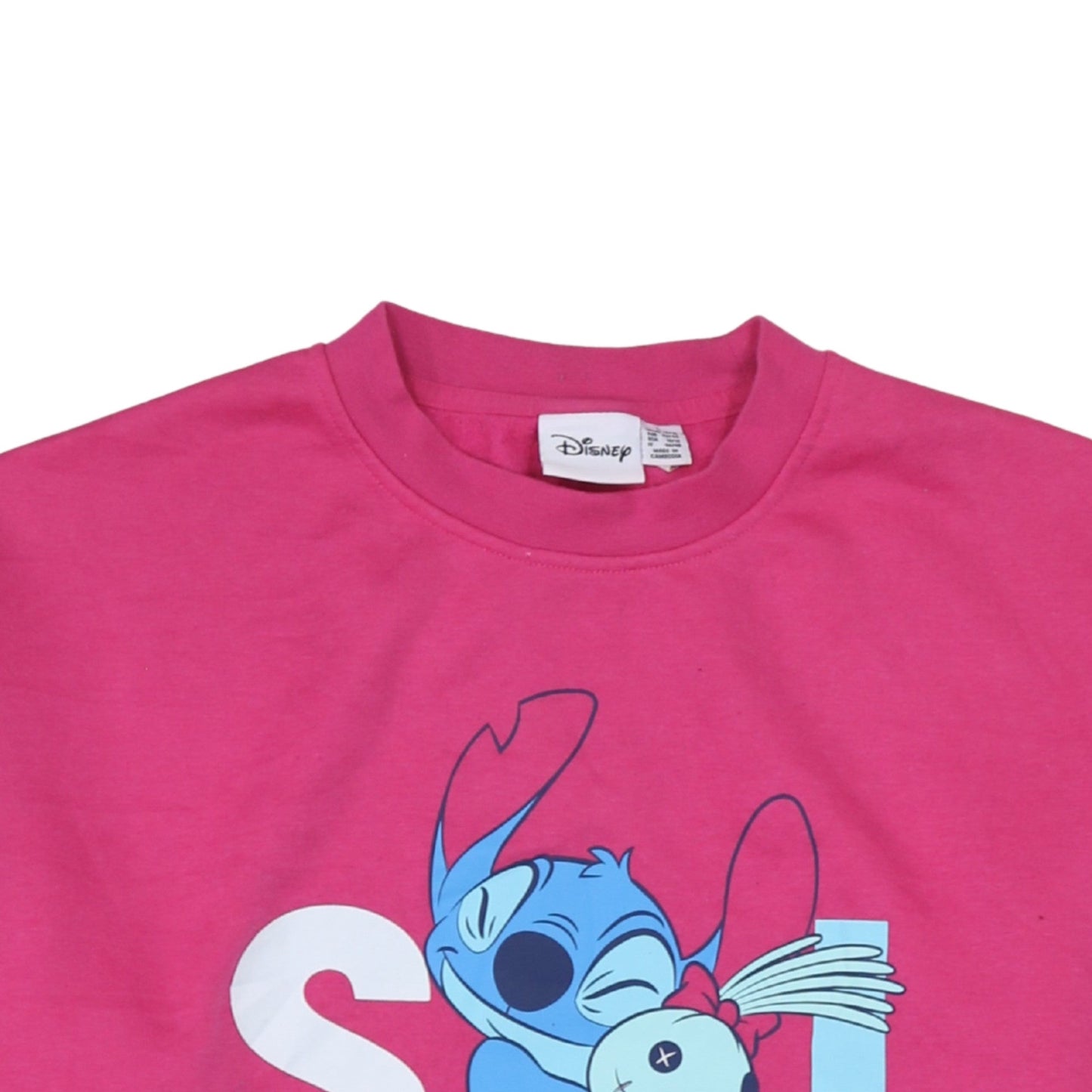 Disney Women Pink Stitch Sweatshirt Size L 14/16 Pullover