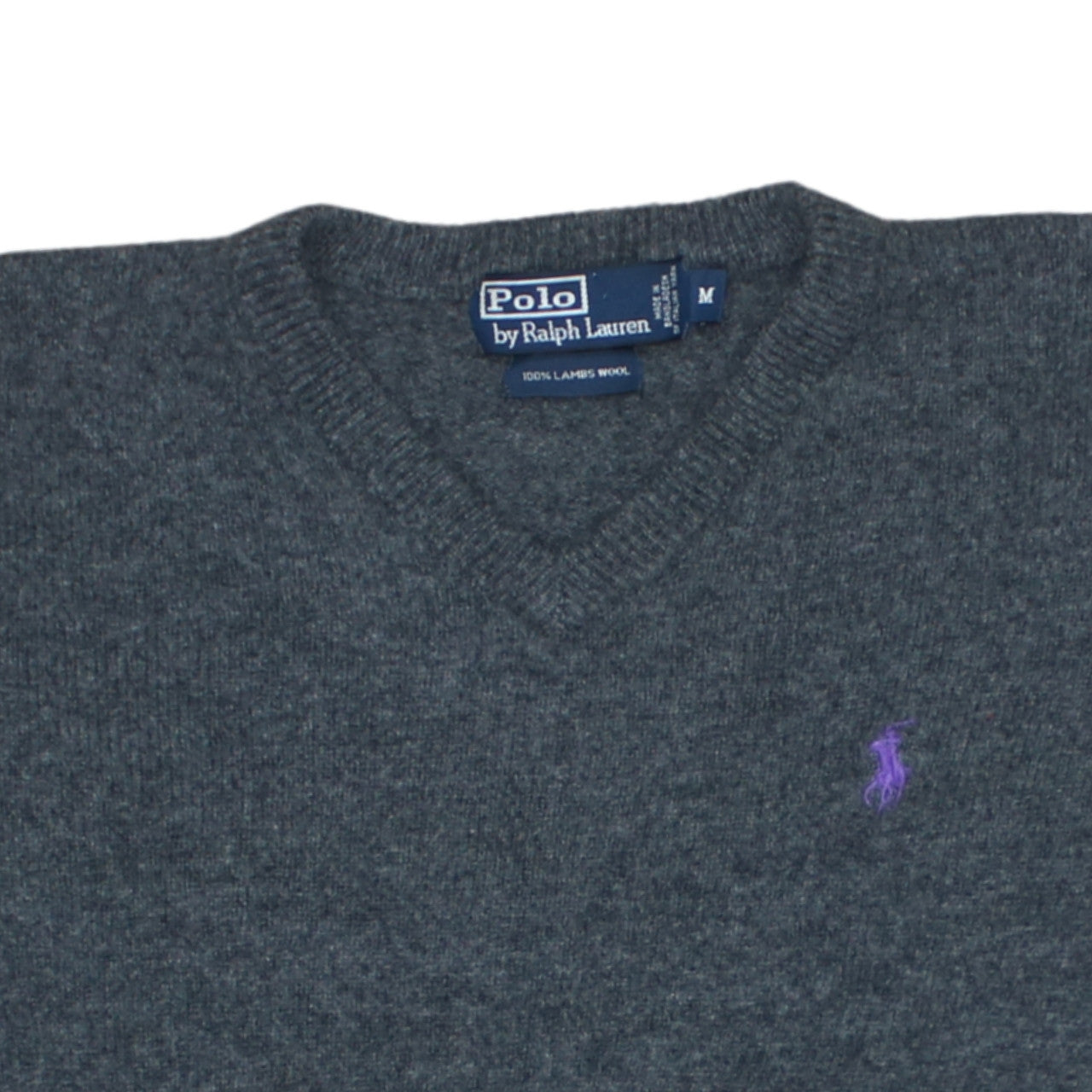 Polo Ralph Lauren Women Grey V-Neck Lambswool Jumper M Classic Fit