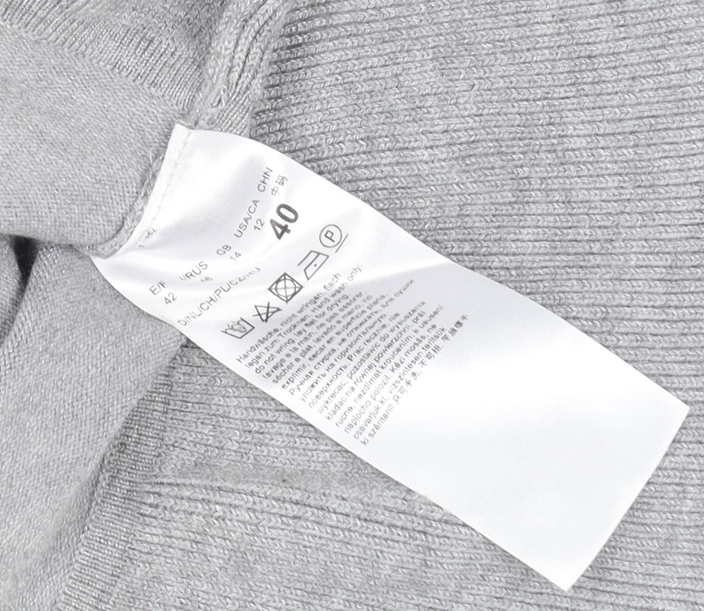 Betty Barclay Women Grey Ruffle Hem 3/4 Sleeve Knit Jumper Size 12