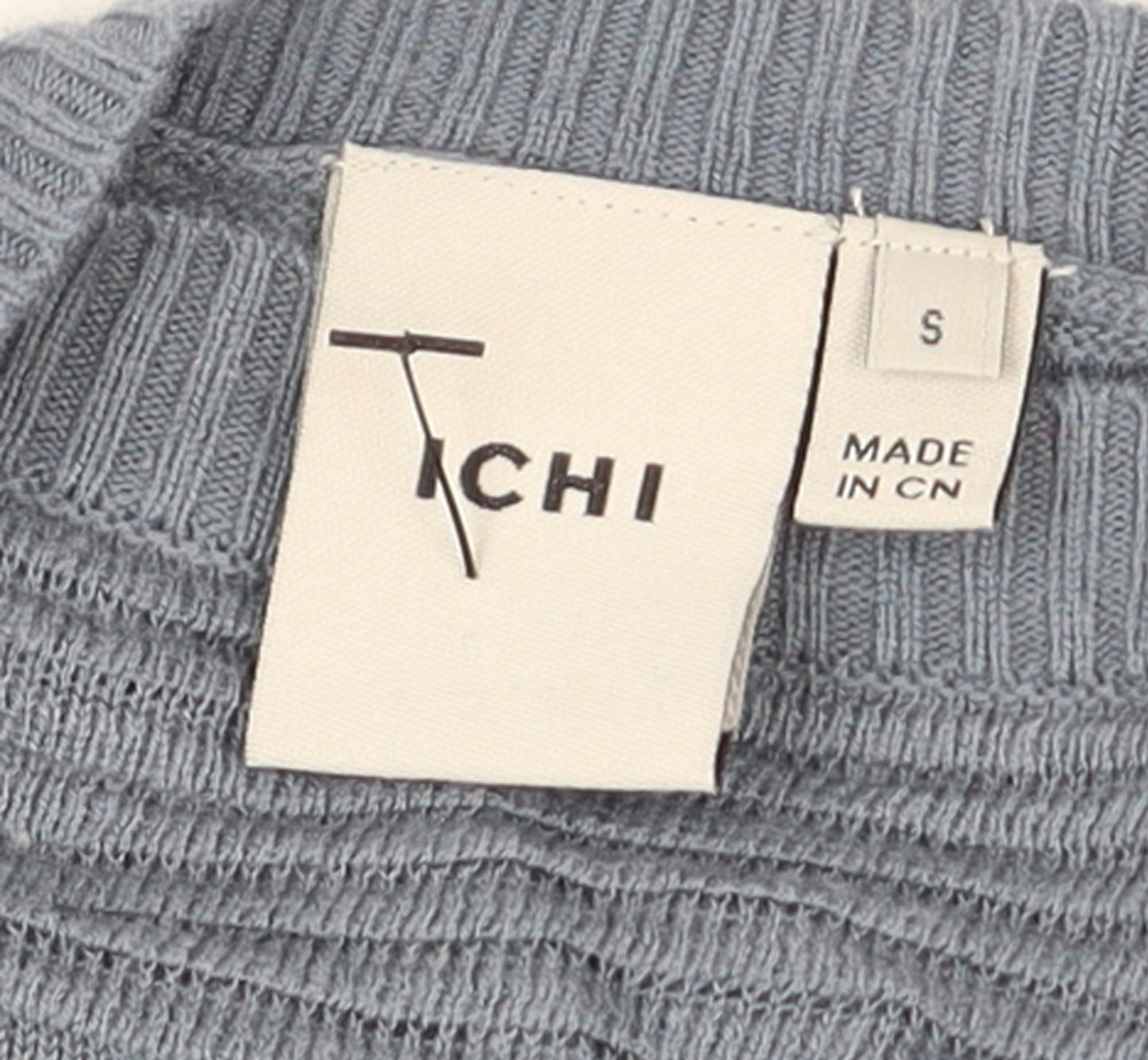 ICHI Women’s Blue Two-Tone Knitted Crew Neck Jumper Size S