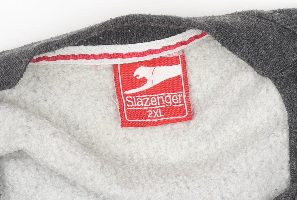 Slazenger Mens Grey 2XL Pullover Crew Neck Fleece Sweatshirt