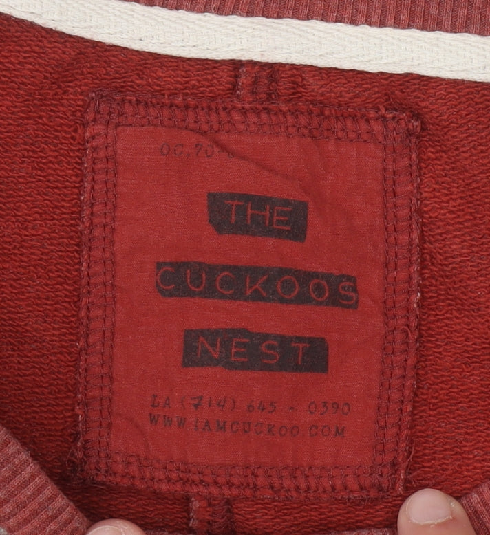 The Cuckoos Nest Mens Red Crew Neck Pullover Sweatshirt M