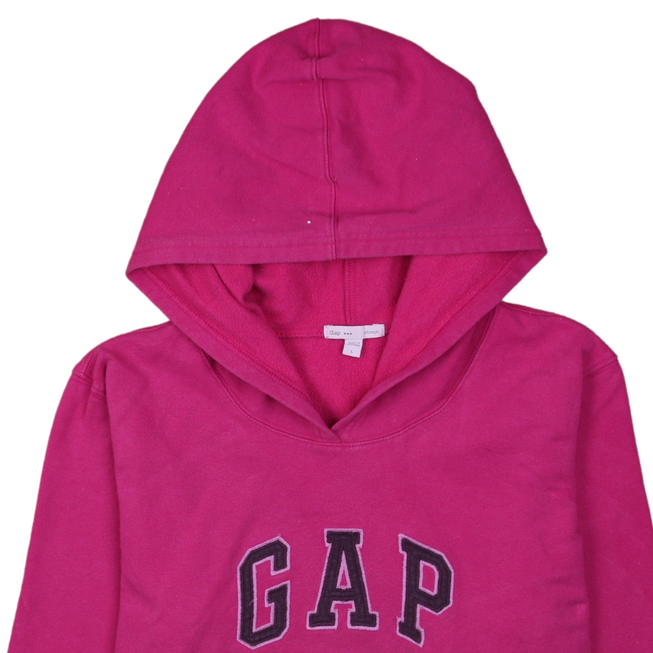 GAP Women Fuchsia Pink Pullover Hoodie L Logo Cotton Casual